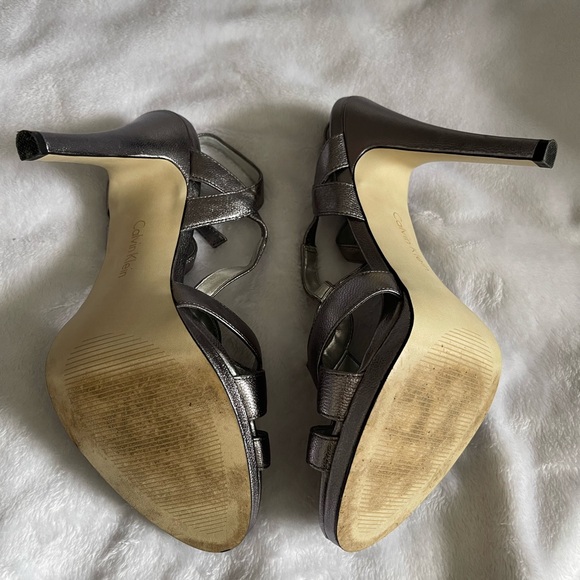 Calvin Klein Silver Strappy Heels - Picture 4 of 4
